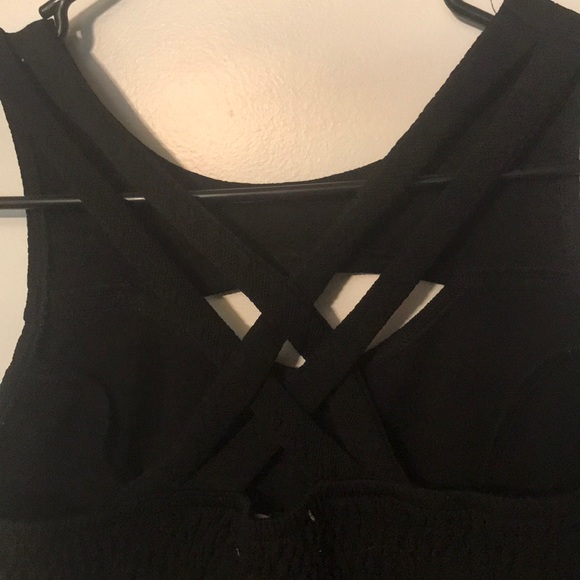 LF stretchy black crop top, criss cross back - Picture 3 of 6
